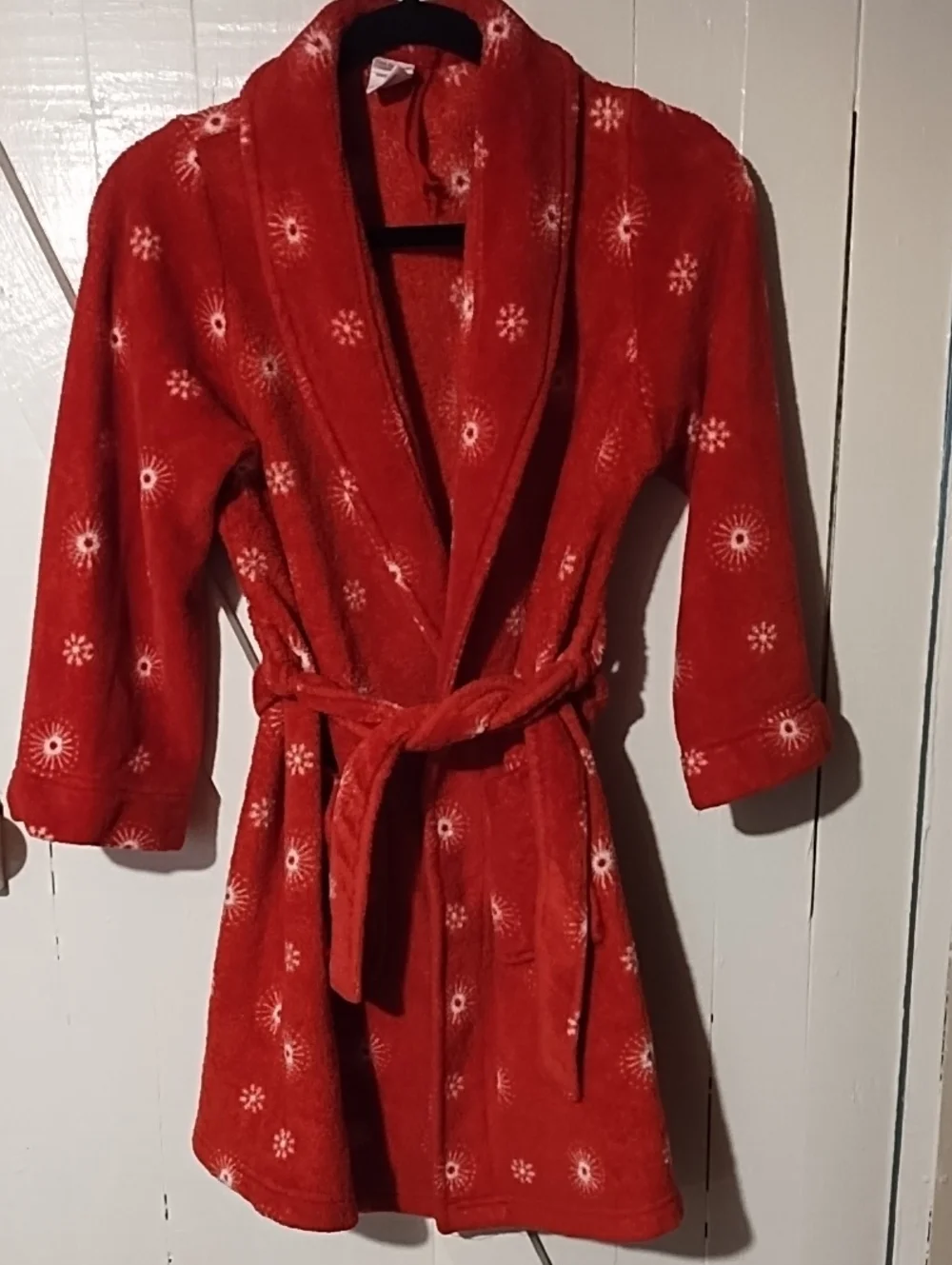 Cat & Jack Red Plush Robe Coat with Shawl Collar Unisex 10-12 Like New